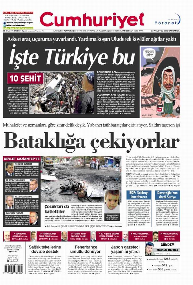 Gazete Manşetleri - 22 Ağustos Çarşamba 19