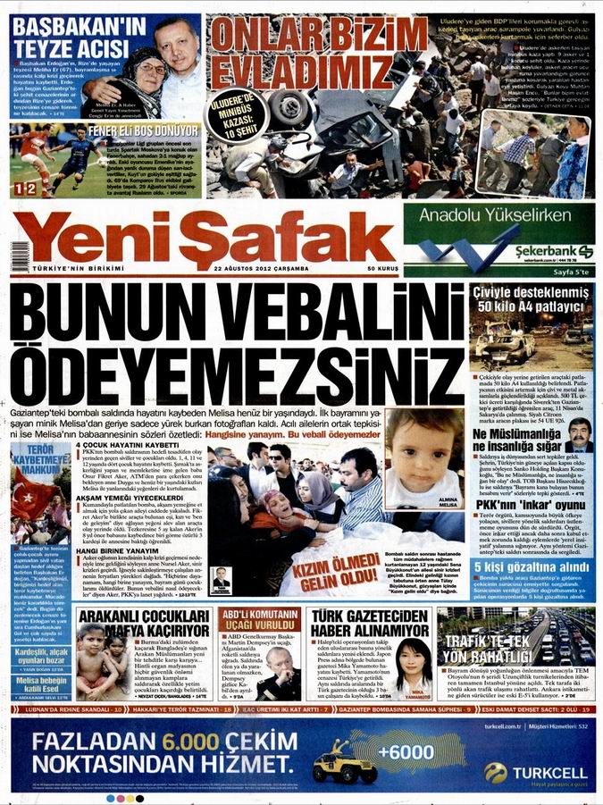 Gazete Manşetleri - 22 Ağustos Çarşamba 2