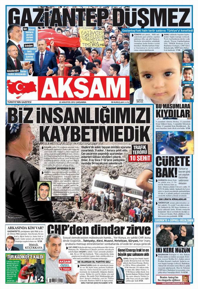 Gazete Manşetleri - 22 Ağustos Çarşamba 22