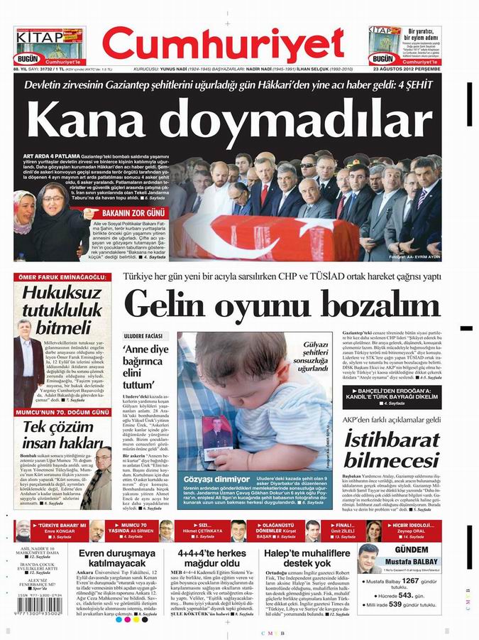 Gazete Manşetleri - 23 Ağustos Perşembe 19
