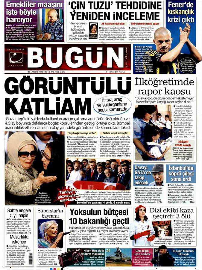 Gazete Manşetleri - 23 Ağustos Perşembe 20