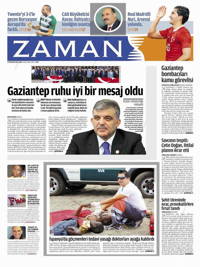 Gazete Manşetleri - 24 Ağustos Cuma 1
