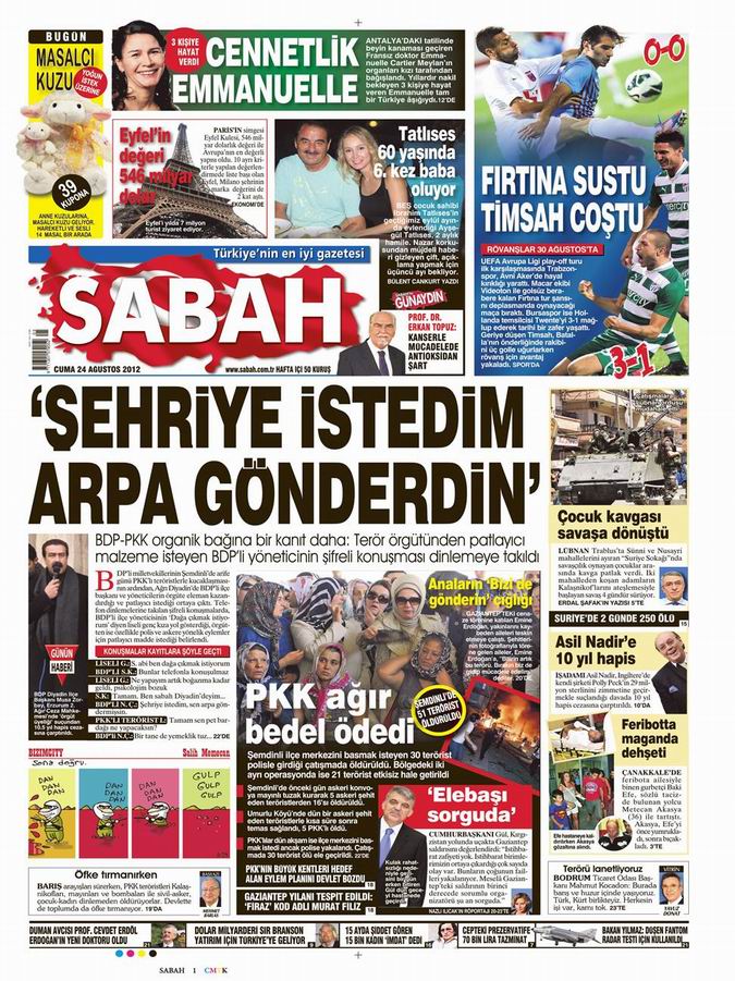 Gazete Manşetleri - 24 Ağustos Cuma 11