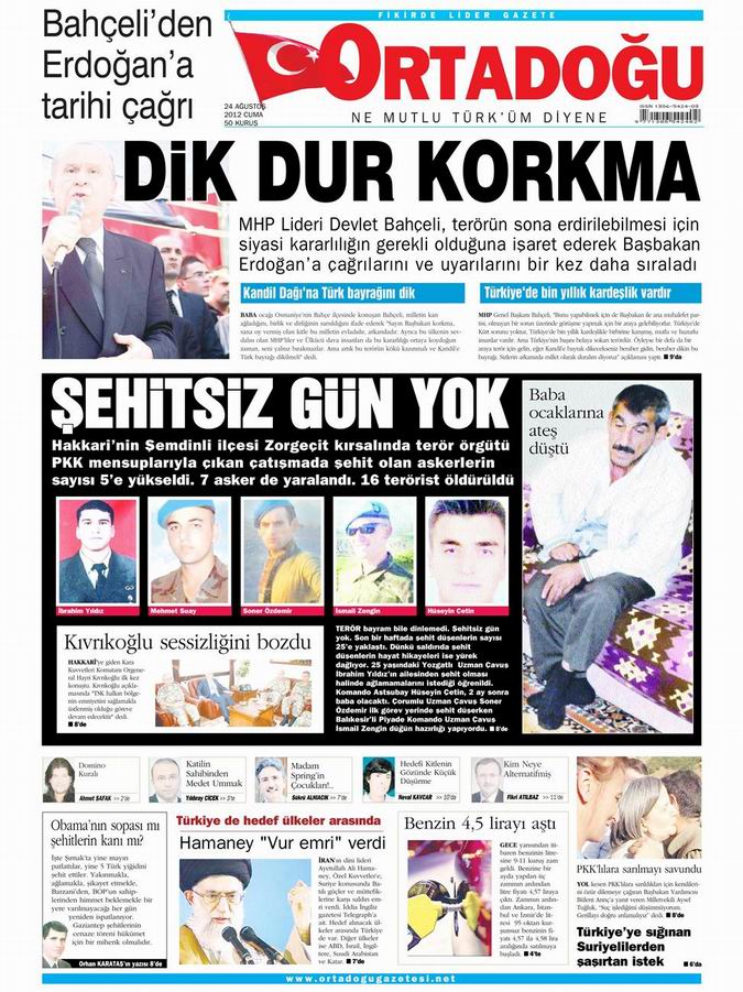 Gazete Manşetleri - 24 Ağustos Cuma 14