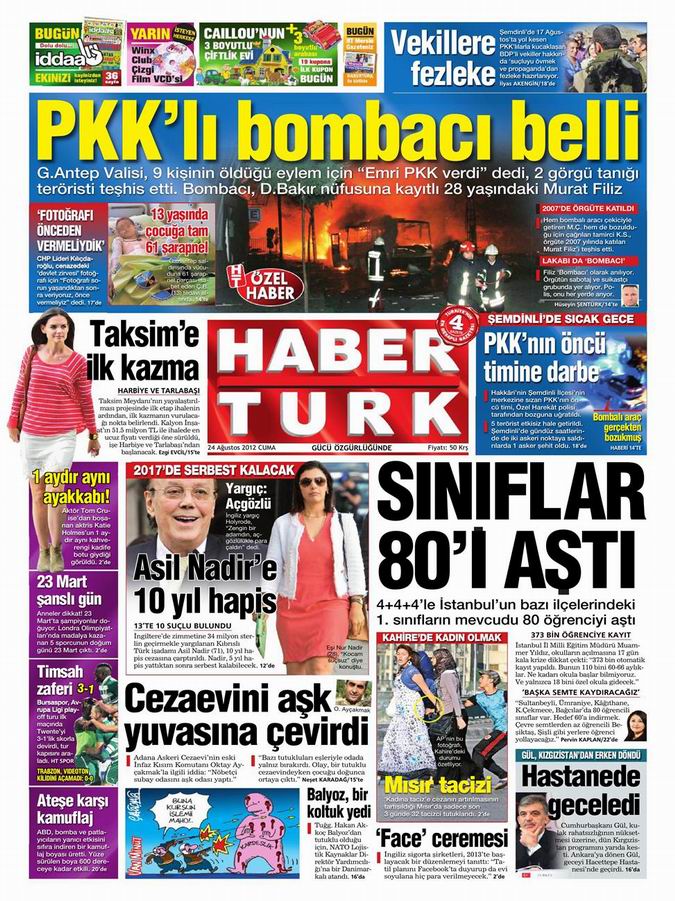 Gazete Manşetleri - 24 Ağustos Cuma 18