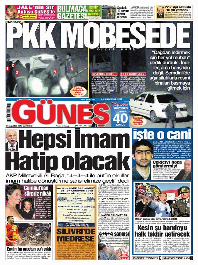 Gazete Manşetleri - 25 Ağustos Cumartesi 18