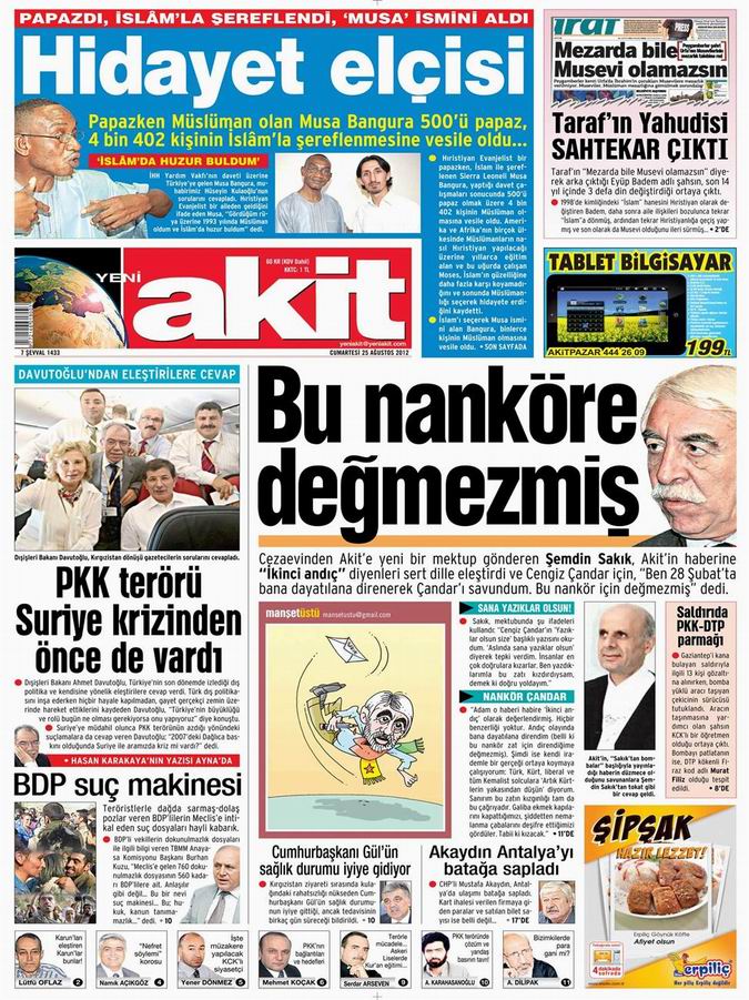Gazete Manşetleri - 25 Ağustos Cumartesi 5