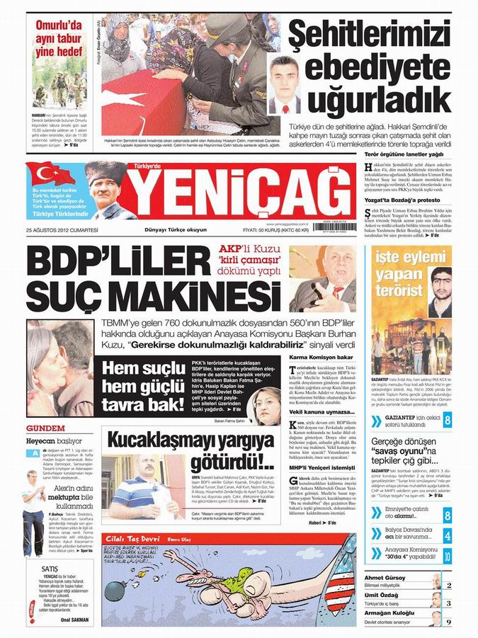 Gazete Manşetleri - 25 Ağustos Cumartesi 8