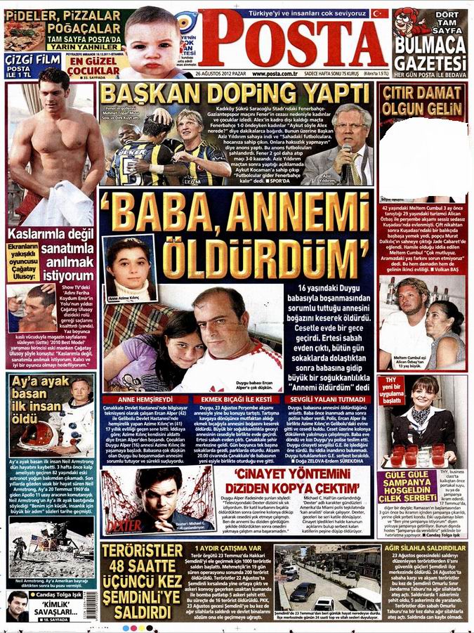 Gazete Manşetleri - 26 Ağustos Pazar 13