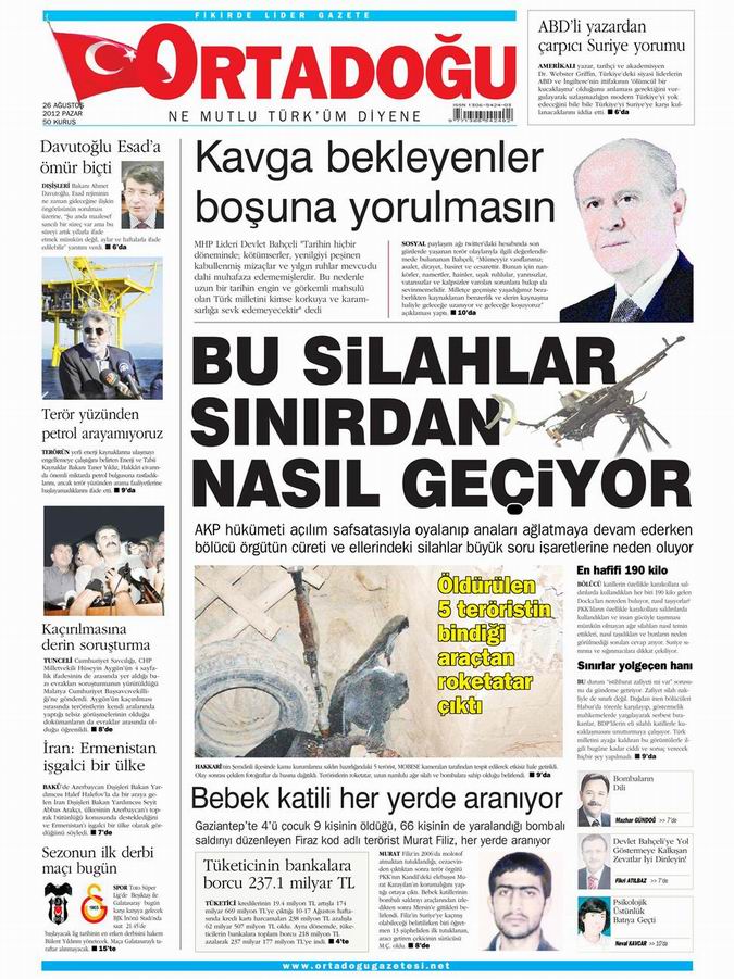 Gazete Manşetleri - 26 Ağustos Pazar 14