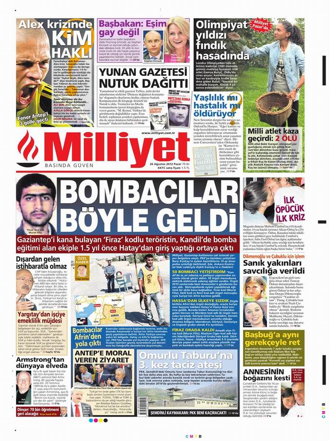 Gazete Manşetleri - 26 Ağustos Pazar 15
