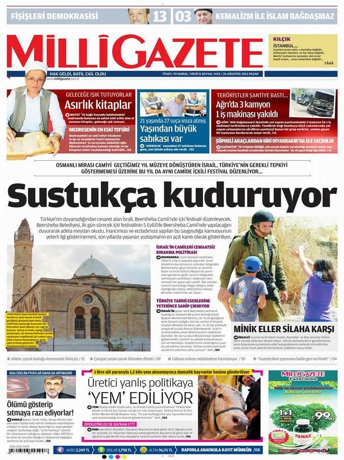 Gazete Manşetleri - 26 Ağustos Pazar 16