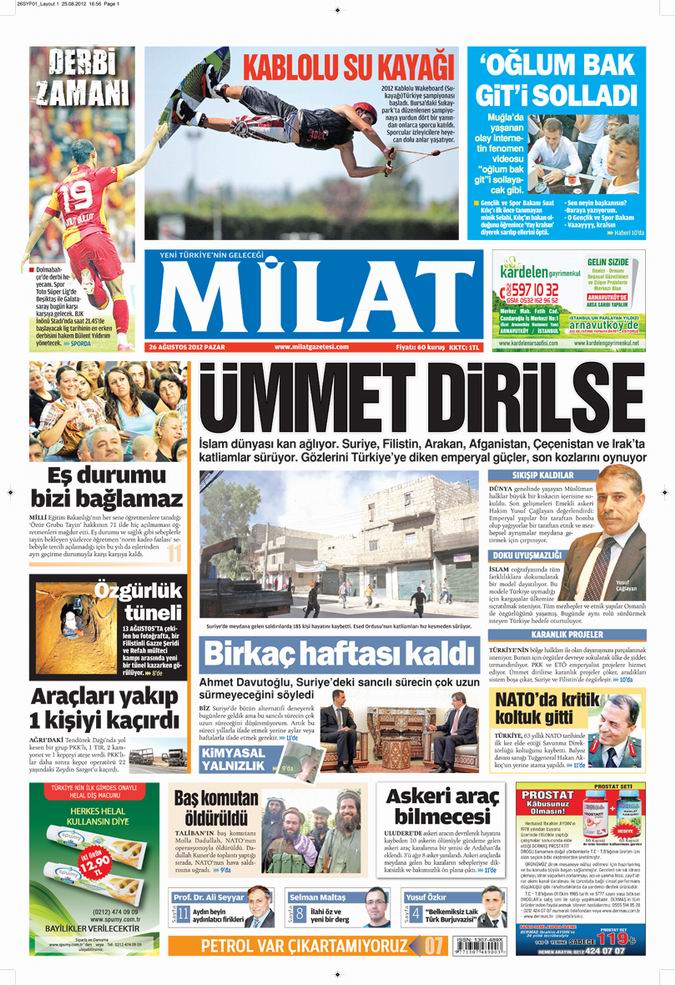 Gazete Manşetleri - 26 Ağustos Pazar 17
