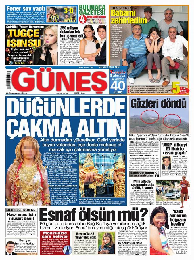 Gazete Manşetleri - 26 Ağustos Pazar 20