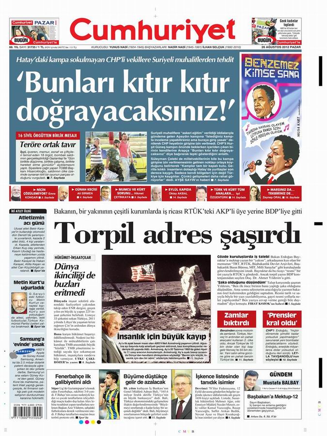 Gazete Manşetleri - 26 Ağustos Pazar 21