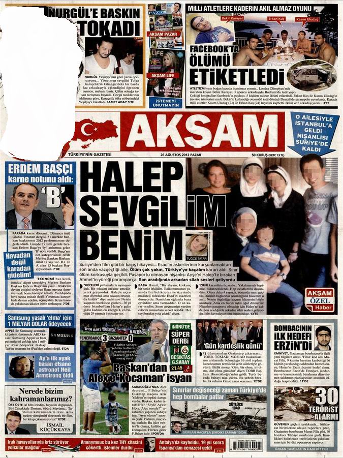 Gazete Manşetleri - 26 Ağustos Pazar 24