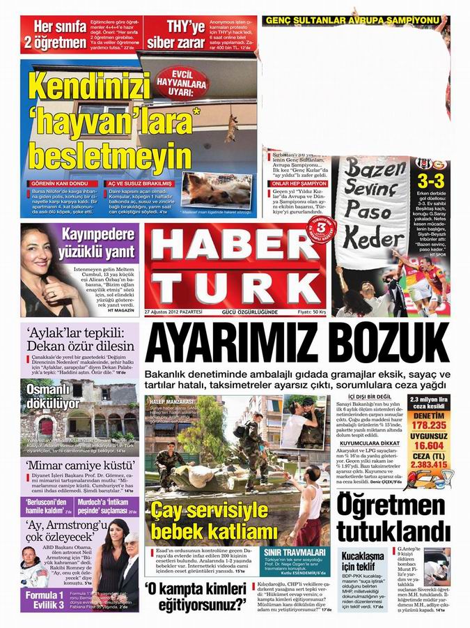 Gazete Manşetleri - 27 Ağustos Pazartesi 15