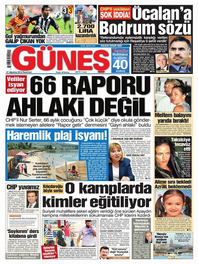 Gazete Manşetleri - 27 Ağustos Pazartesi 16