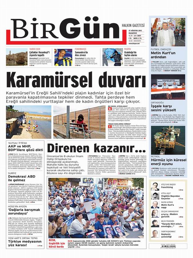 Gazete Manşetleri - 27 Ağustos Pazartesi 18