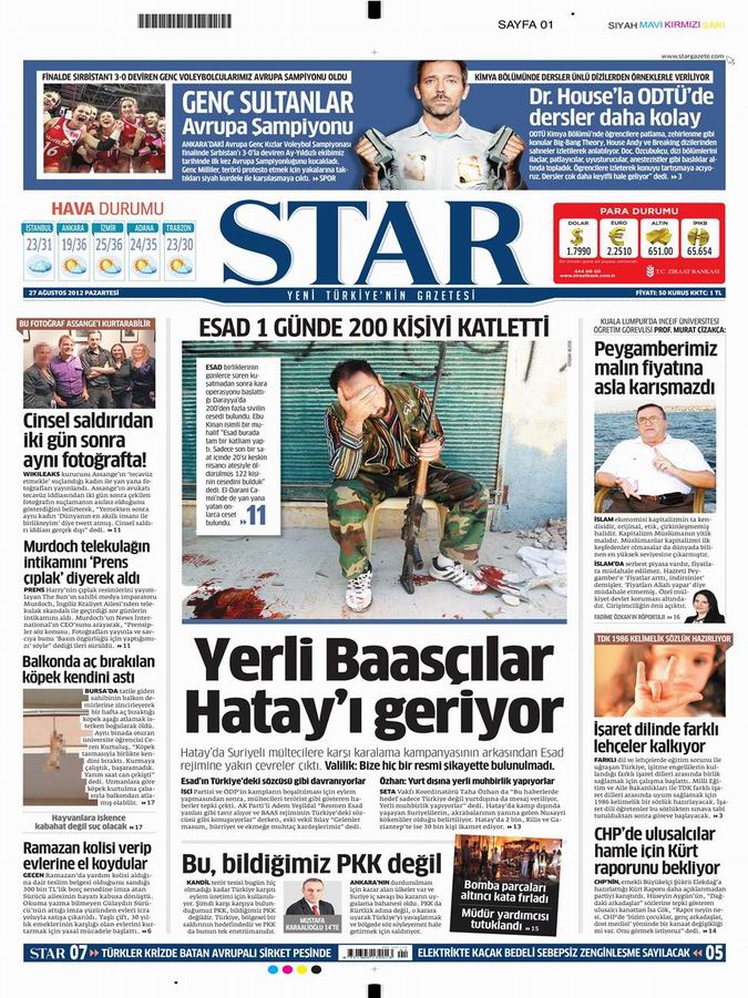 Gazete Manşetleri - 27 Ağustos Pazartesi 7