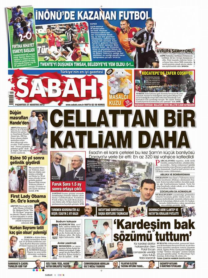 Gazete Manşetleri - 27 Ağustos Pazartesi 9