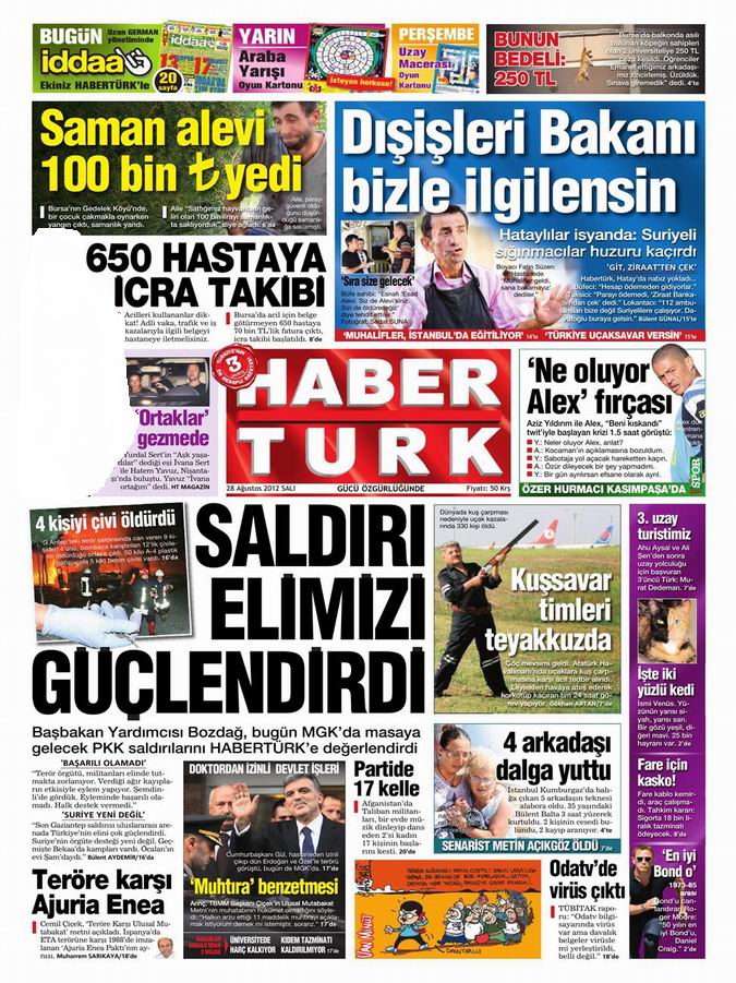 Gazete Manşetleri - 28 Ağustos Salı 18