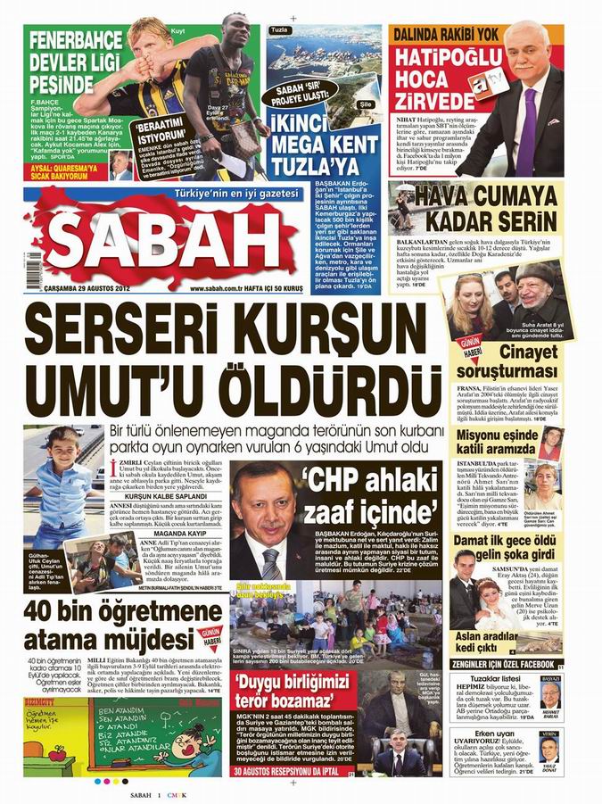 Gazete Manşetleri - 29 Ağustos Çarşamba 12
