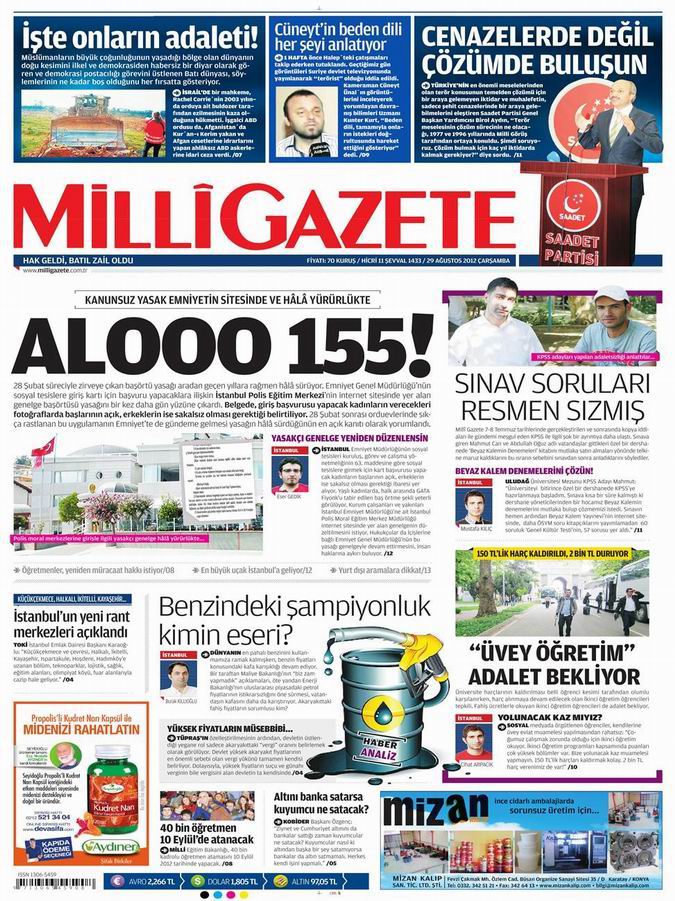 Gazete Manşetleri - 29 Ağustos Çarşamba 16