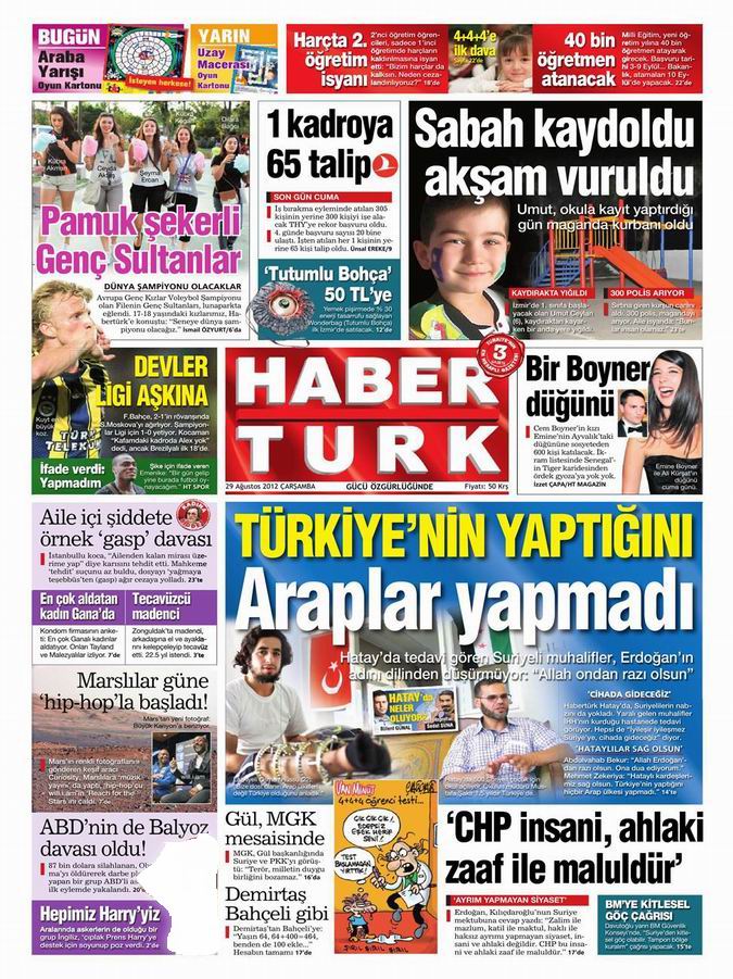 Gazete Manşetleri - 29 Ağustos Çarşamba 18