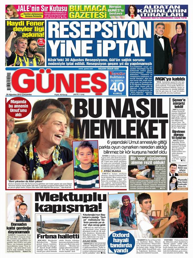 Gazete Manşetleri - 29 Ağustos Çarşamba 19