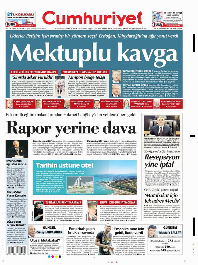 Gazete Manşetleri - 29 Ağustos Çarşamba 21