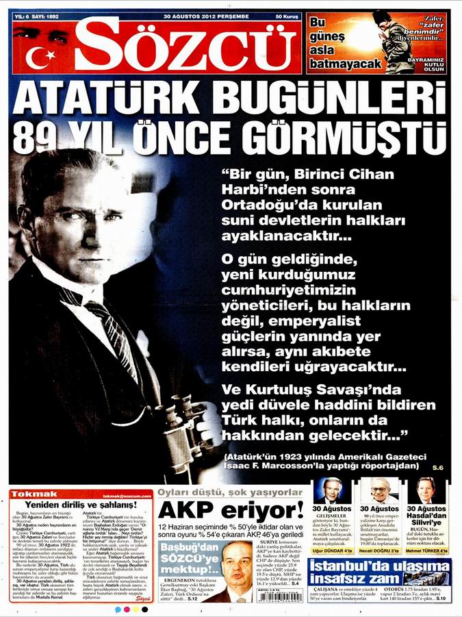 Gazete Manşetleri - 30 Ağustos Perşembe 10