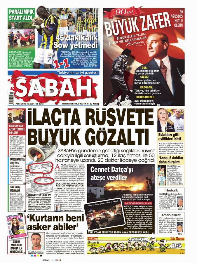 Gazete Manşetleri - 30 Ağustos Perşembe 11