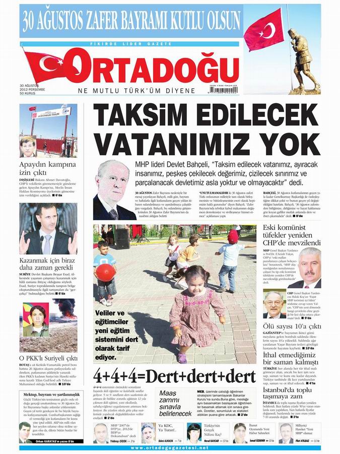Gazete Manşetleri - 30 Ağustos Perşembe 14