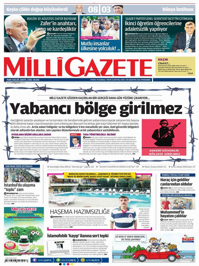 Gazete Manşetleri - 30 Ağustos Perşembe 16
