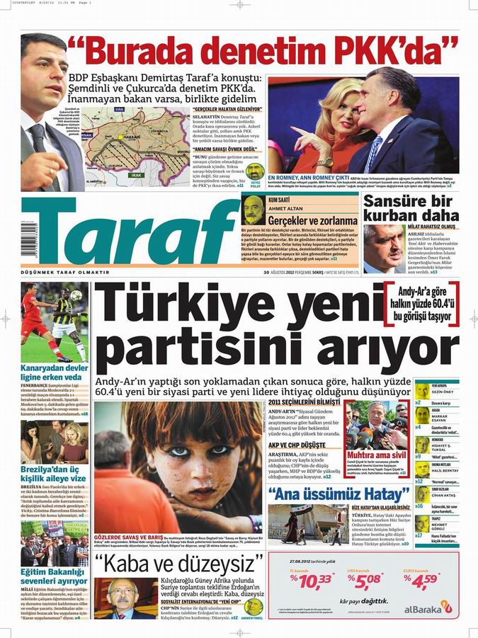 Gazete Manşetleri - 30 Ağustos Perşembe 8