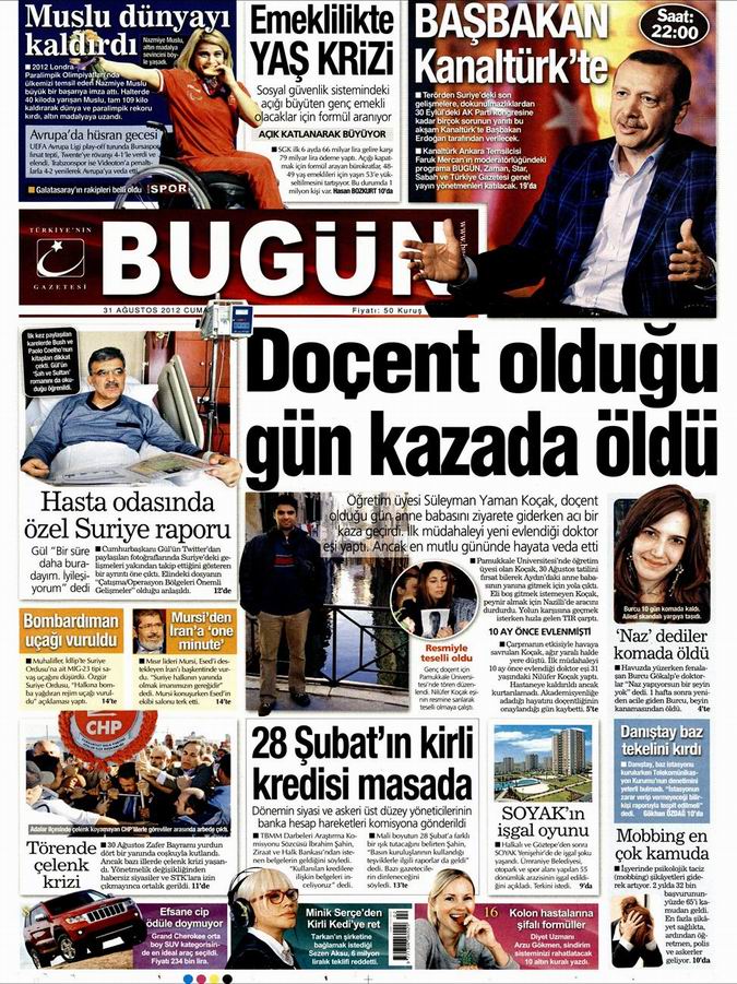 Gazete Manşetleri - 31 Ağustos Cuma 22