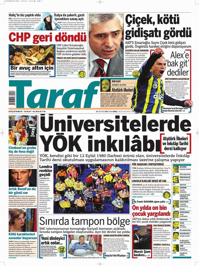 Gazete Manşetleri - 31 Ağustos Cuma 8