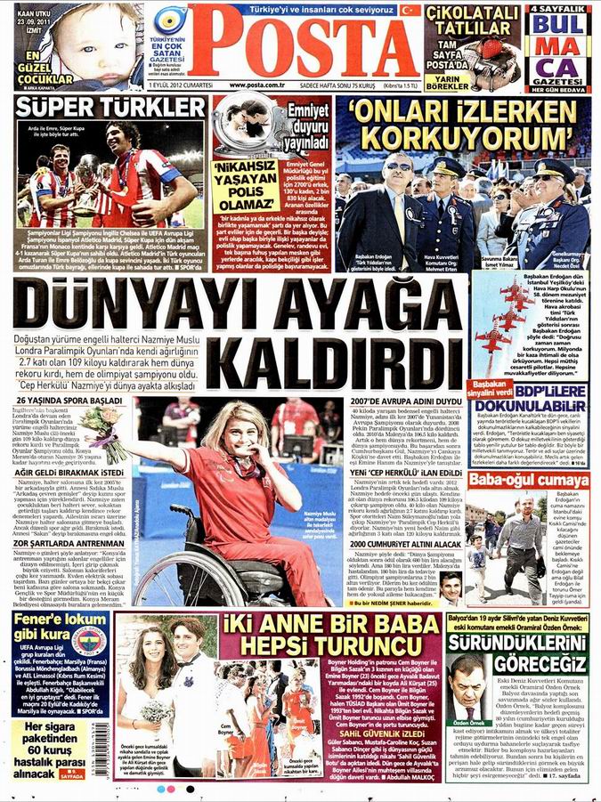 Gazete Manşetleri - 1 Eylül Cumartesi 12