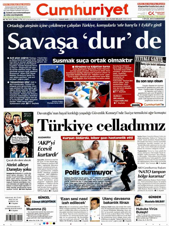 Gazete Manşetleri - 1 Eylül Cumartesi 20