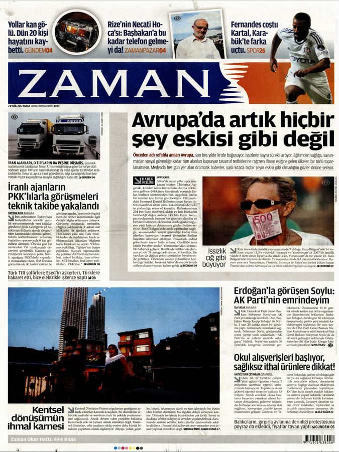 Gazete Manşetleri - 2 Eylül Pazar 1