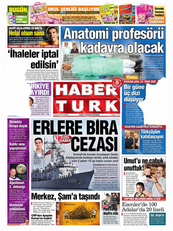 Gazete Manşetleri - 2 Eylül Pazar 19