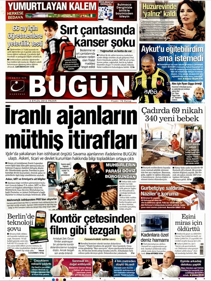 Gazete Manşetleri - 2 Eylül Pazar 22