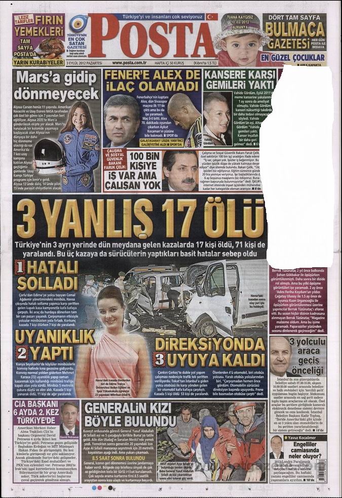 Gazete Manşetleri - 3 Eylül Pazartesi 13