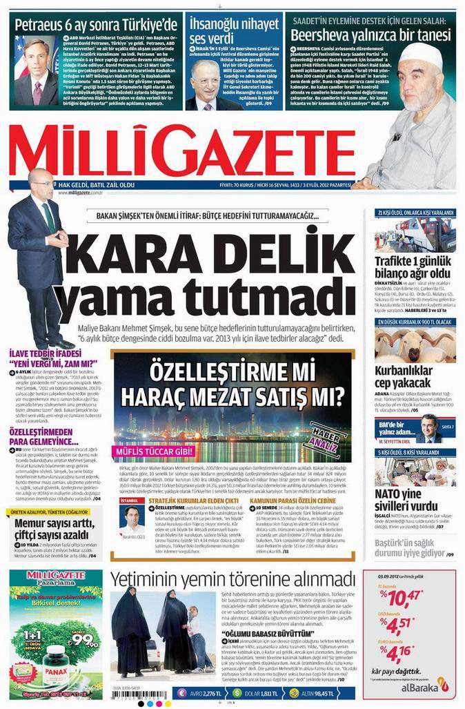 Gazete Manşetleri - 3 Eylül Pazartesi 15