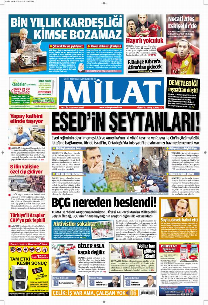 Gazete Manşetleri - 3 Eylül Pazartesi 16