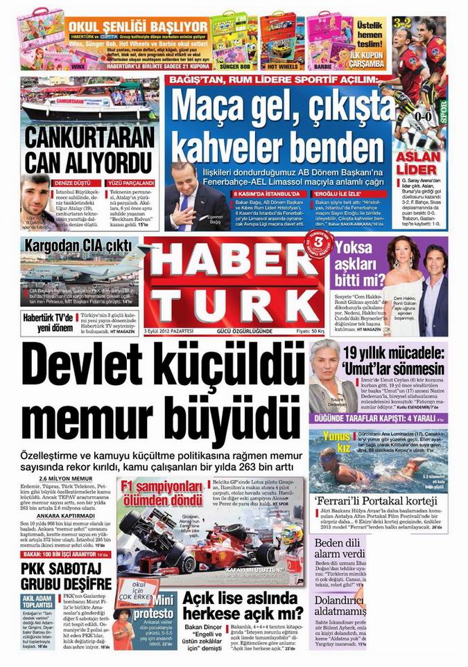 Gazete Manşetleri - 3 Eylül Pazartesi 18