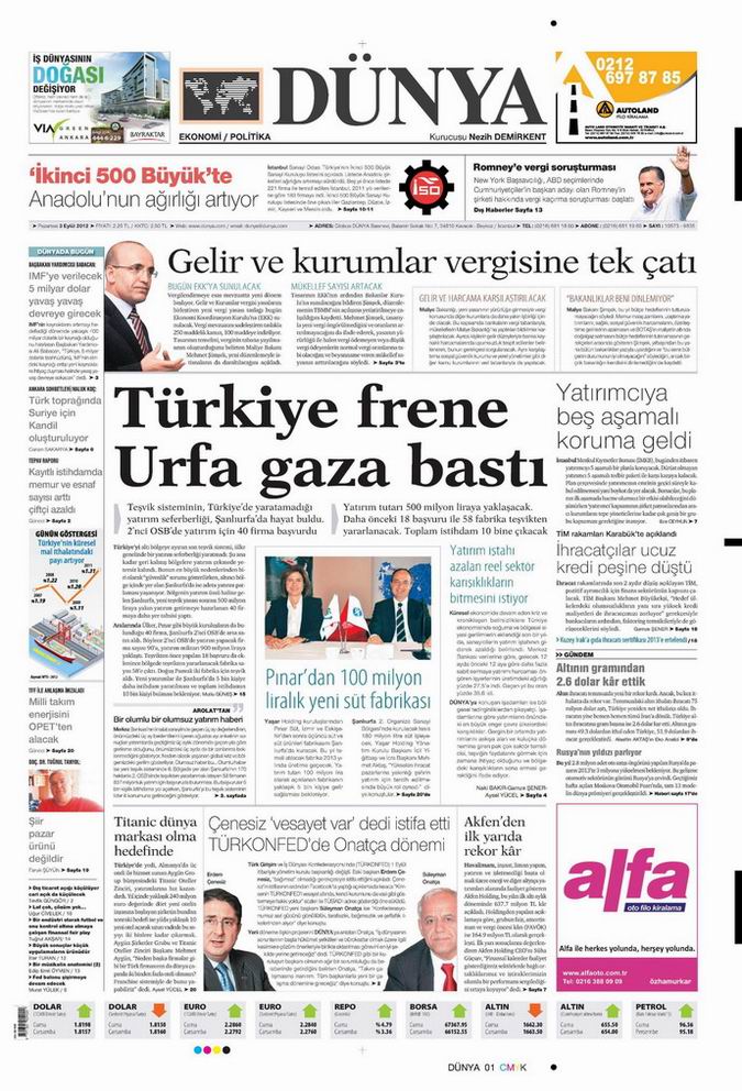 Gazete Manşetleri - 3 Eylül Pazartesi 20