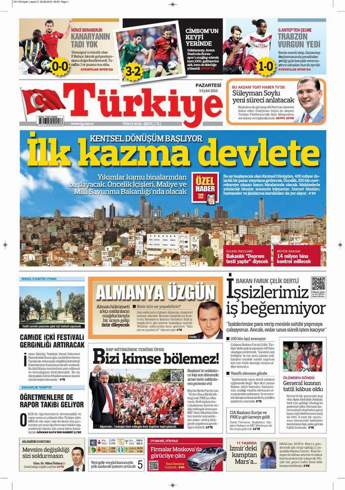 Gazete Manşetleri - 3 Eylül Pazartesi 6