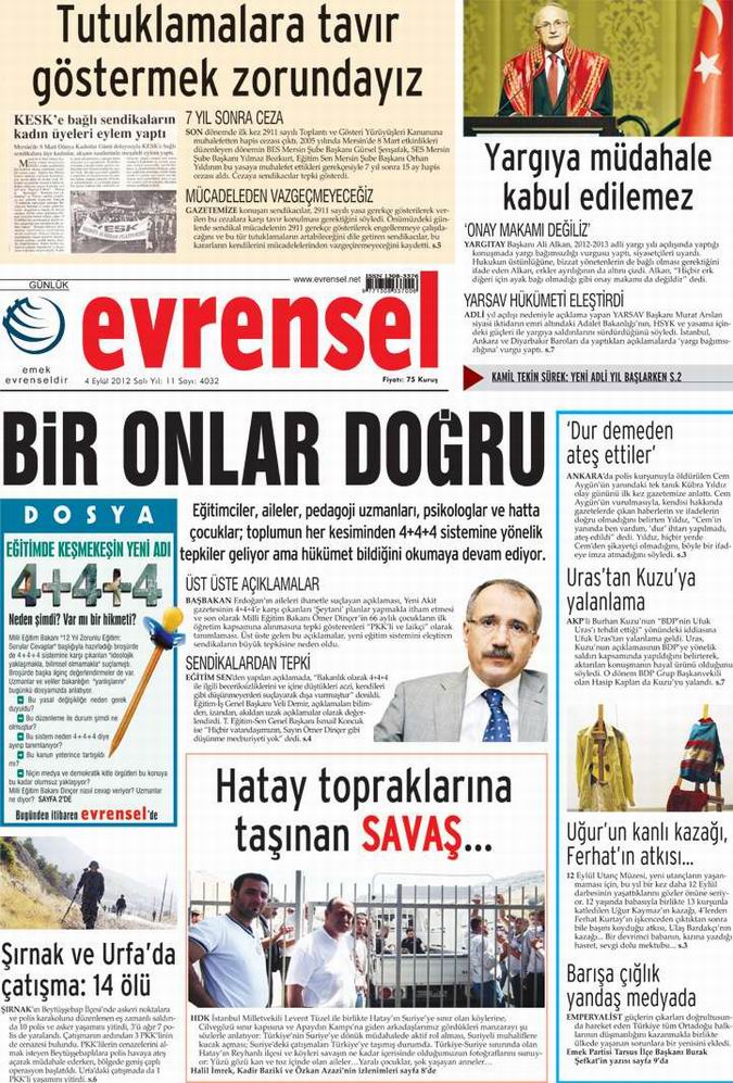 Gazete Manşetleri - 4 Eylül Salı 21